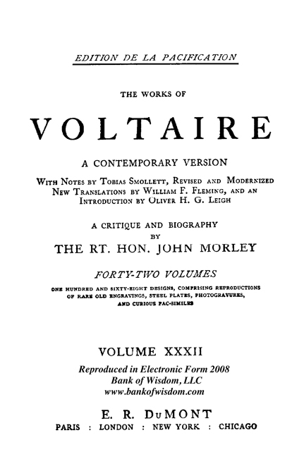(image for) The Works of Voltaire, Vol. 32 of 42 vols + INDEX volume 43